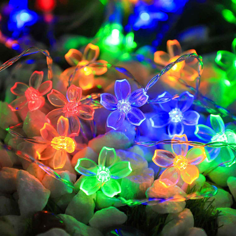 30cm Multi Flower String Lights Multicolour