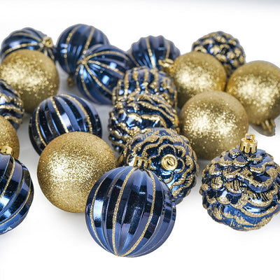 Christmas Baubles 24PCS Blue & Gold