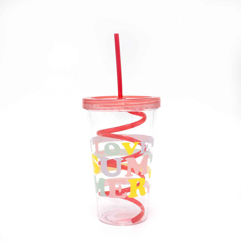 Printed Reusable Cup with Swirl Straw