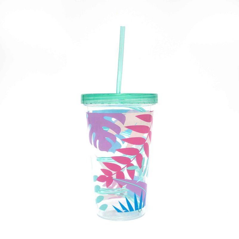 Printed Reusable Cup with Swirl Straw