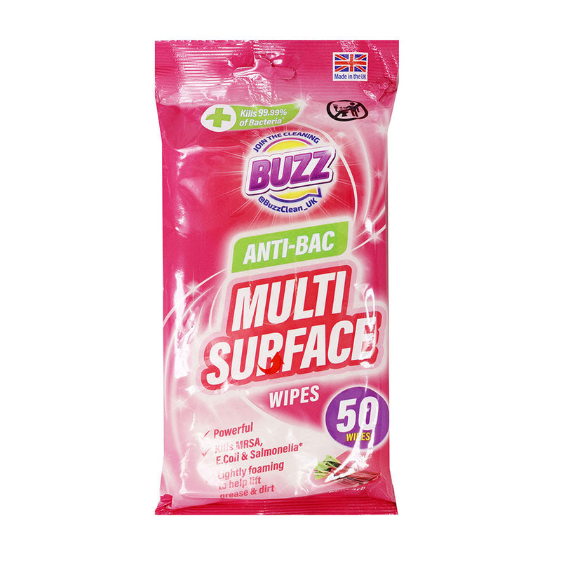 Buzz Anti-Bac Multi Surface Wipes Rhubarb 50S