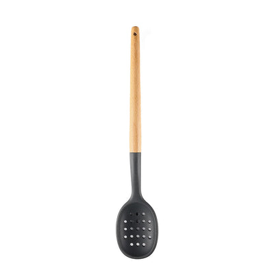 Silicone & Wood Strainer Spoon